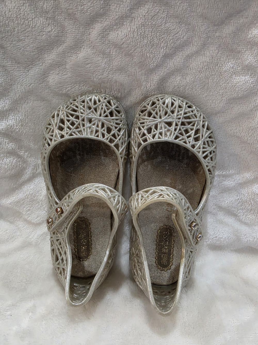 Mini Melissa Kids Sz 6 Toddler Campana Pearl-Tone Jelly Shoes